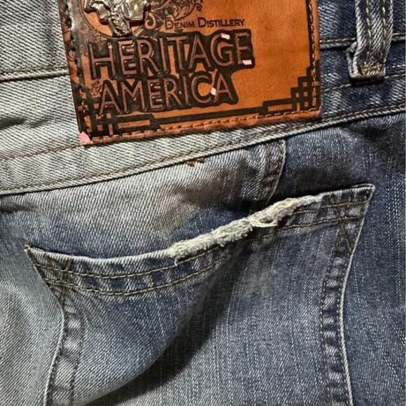 Heritage America Men’s Destruction Denim Jeans - Picture 6 of 8